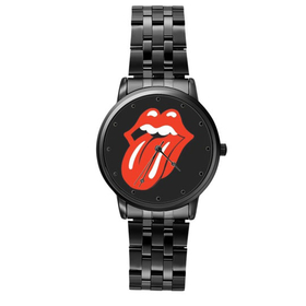 Casual Black-Tone Watch : Rolling Stones - Tongue & Lips