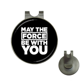 Golf Hat Clip with Ball Marker : May The Force Be With You (black-white)