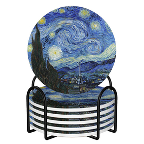 Round Ceramic Coasters : Vincent Van Gogh - Starry Night