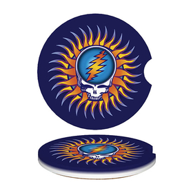 Ceramic Car Coasters : Grateful Dead - Steal Your Face - Flaming Sun