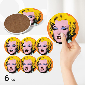 Round Ceramic Coasters : Marilyn Monroe by Andy Warhol
