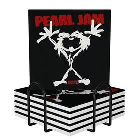 Square Ceramic Coasters : Pearl Jam - Stickman - Alive