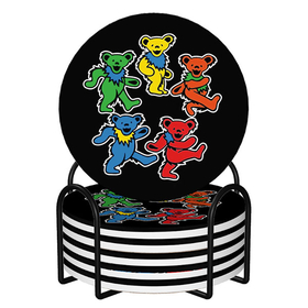 Round Ceramic Coasters : Grateful Dead - Dancing Bears