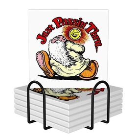 Square Ceramic Coasters : Mr. Natural - Just Passin' Thru
