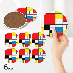 Round Ceramic Coasters : Piet Mondrian - Composition
