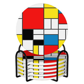 Round Ceramic Coasters : Piet Mondrian - Composition