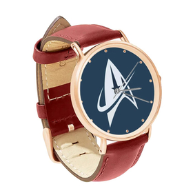 Watch : Star Trek (red leather strap, rose gold case)