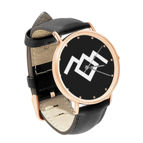 Watch : Twin Peaks - Owl Cave (black leather strap, rose gold case)