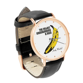 Watch : Velvet Underground & Nico - Andy Warhol (black leather strap, rose gold case)