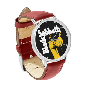 Watch : Black Sabbath (red leather strap, silver case)
