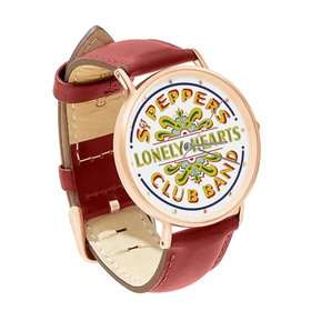 Watch : The Beatles - Sgt. Pepper's Lonely Hearts Club Band (red leather strap, rose gold case)
