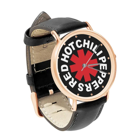 Watch : Red Hot Chili Peppers (black leather strap, rose gold case)