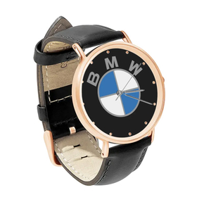Watch : BMW (black leather strap, rose gold case)