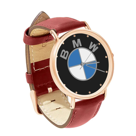 Watch : BMW (red leather strap, rose gold case)