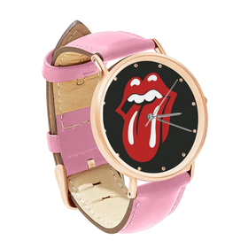 Watch : Rolling Stones - Tongue & Lips (pink leather strap, rose gold case)