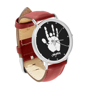 Watch : Jerry Garcia Handprint (red leather strap, silver case)