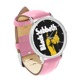 Watch : Black Sabbath (pink leather strap, silver case)