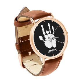 Watch : Jerry Garcia Handprint (brown leather strap, rose gold case)