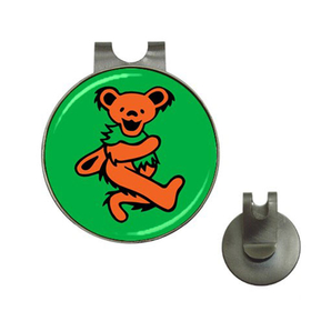 Golf Hat Clip with Ball Marker : Grateful Dead - Dancing Bear (Orange-Green)