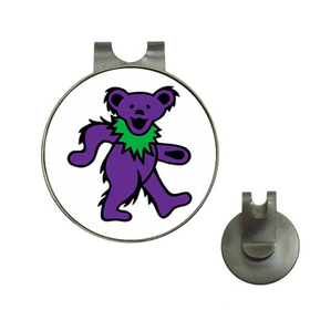 Golf Hat Clip with Ball Marker : Grateful Dead - Dancing Bear (Purple-White)