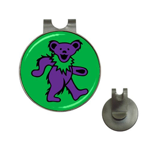 Golf Hat Clip with Ball Marker : Grateful Dead - Dancing Bear (Purple-Green)